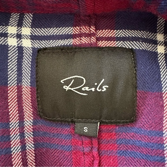 Rails Red Blue Sloane Crop Tie Front Flannel Button-down Shirt Size S/P - Picture 12 of 15